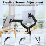 Dual Monitor Stand for Desk - Dual Monitor Mount for 17-32 Inch Screens,Height Adjustable Dual Monitor Arm Desk Mount with Clamp and Grommet Base,75X75/100X100Mm VESA Mount,Max 19.8 Lbs,Black
