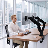 Dual Monitor Stand for Desk - Dual Monitor Mount for 17-32 Inch Screens,Height Adjustable Dual Monitor Arm Desk Mount with Clamp and Grommet Base,75X75/100X100Mm VESA Mount,Max 19.8 Lbs,Black