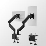 Dual Monitor Stand for Desk - Dual Monitor Mount for 17-32 Inch Screens,Height Adjustable Dual Monitor Arm Desk Mount with Clamp and Grommet Base,75X75/100X100Mm VESA Mount,Max 19.8 Lbs,Black