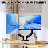 Dual Monitor Stand for Desk - Dual Monitor Mount for 17-32 Inch Screens,Height Adjustable Dual Monitor Arm Desk Mount with Clamp and Grommet Base,75X75/100X100Mm VESA Mount,Max 19.8 Lbs,Black