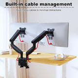 Dual Monitor Stand for Desk - Dual Monitor Mount for 17-32 Inch Screens,Height Adjustable Dual Monitor Arm Desk Mount with Clamp and Grommet Base,75X75/100X100Mm VESA Mount,Max 19.8 Lbs,Black