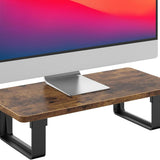 Monitor Stand Riser with 50 LB Capacity, Stable Wood Computer Monitor Stand for Desk Organizers, Anti-Slip Computer Riser Monitor Shelf for PC Laptop Notebook Printer Computer Imac, Rustic Brown