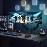 Dual Monitor Stand for Desk - Dual Monitor Mount for 17-32 Inch Screens,Height Adjustable Dual Monitor Arm Desk Mount with Clamp and Grommet Base,75X75/100X100Mm VESA Mount,Max 19.8 Lbs,Black