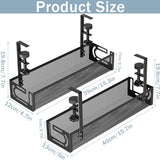 Cable Management, 2 Pack Cable Management under Desk, Cable Tray